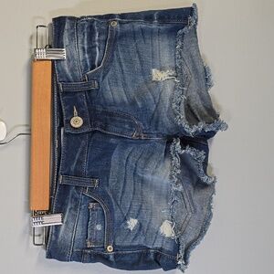 Express Jeans Shorts Womens Size 0 Blue Denim Jean Shorts Ripped Distressed